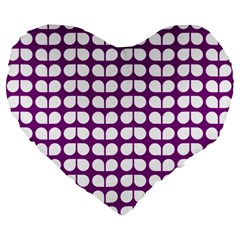 Purple And White Leaf Pattern 19  Premium Heart Shape Cushion