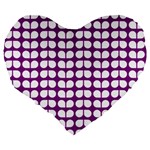 Purple And White Leaf Pattern 19  Premium Flano Heart Shape Cushion Back