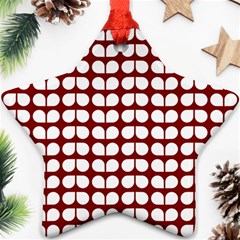 Red And White Leaf Pattern Star Ornament by GardenOfOphir