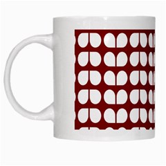 Red And White Leaf Pattern White Coffee Mug