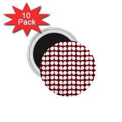 Red And White Leaf Pattern 1 75  Button Magnet (10 Pack)