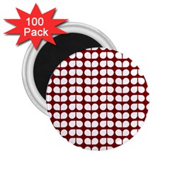 Red And White Leaf Pattern 2 25  Button Magnet (100 Pack)