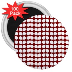 Red And White Leaf Pattern 3  Button Magnet (100 Pack)