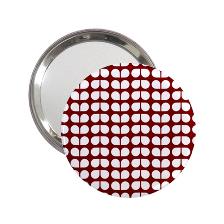 Red And White Leaf Pattern Handbag Mirror (2.25 )