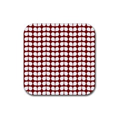 Red And White Leaf Pattern Drink Coaster (square)