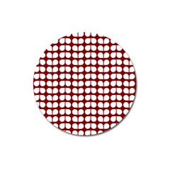 Red And White Leaf Pattern Magnet 3  (round)