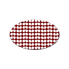 Red And White Leaf Pattern Sticker 10 Pack (oval) by GardenOfOphir