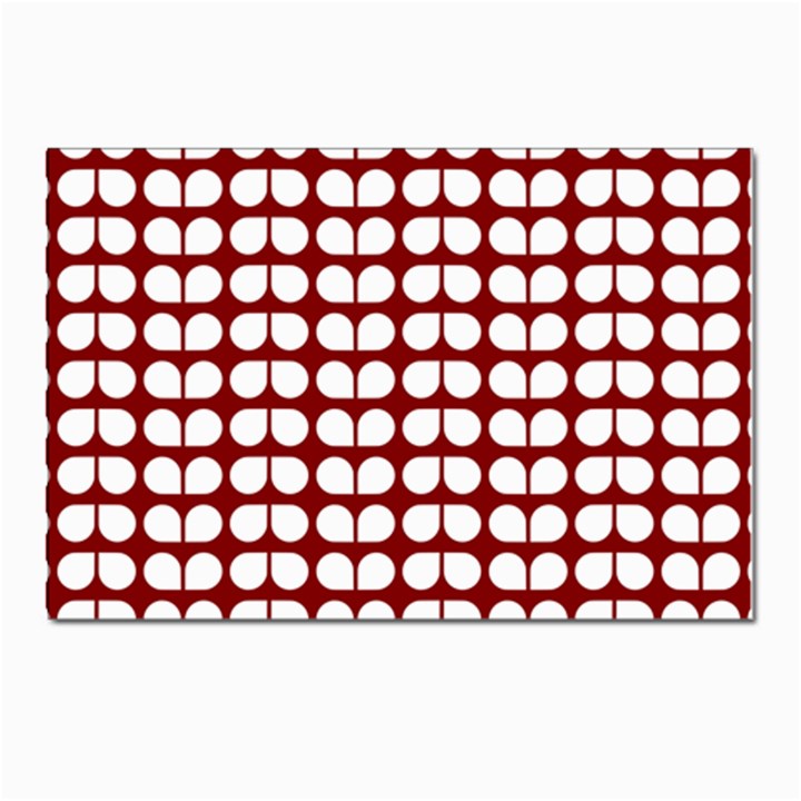 Red And White Leaf Pattern Postcards 5  x 7  (10 Pack)