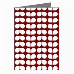 Red And White Leaf Pattern Greeting Card (8 Pack)