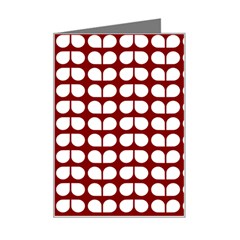 Red And White Leaf Pattern Mini Greeting Card