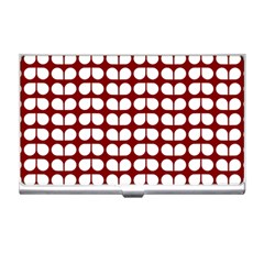 Red And White Leaf Pattern Business Card Holder