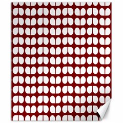 Red And White Leaf Pattern Canvas 20  X 24  (unframed)