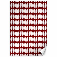 Red And White Leaf Pattern Canvas 24  X 36  (unframed)