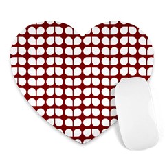 Red And White Leaf Pattern Mouse Pad (heart) by GardenOfOphir