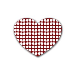 Red And White Leaf Pattern Drink Coasters (heart) by GardenOfOphir