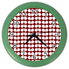 Red And White Leaf Pattern Wall Clock (color)