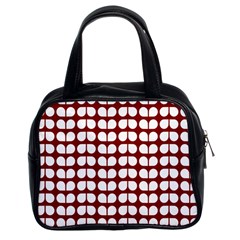 Red And White Leaf Pattern Classic Handbag (two Sides) by GardenOfOphir