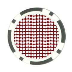 Red And White Leaf Pattern Poker Chip (10 Pack)