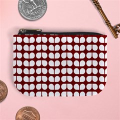 Red And White Leaf Pattern Coin Change Purse