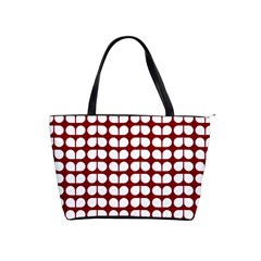 Red And White Leaf Pattern Large Shoulder Bag by GardenOfOphir