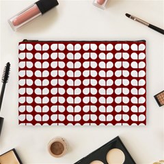 Red And White Leaf Pattern Cosmetic Bag (large)