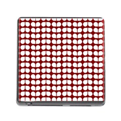 Red And White Leaf Pattern Memory Card Reader With Storage (square) by GardenOfOphir