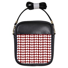 Red And White Leaf Pattern Girl s Sling Bag