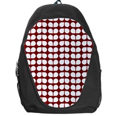 Red And White Leaf Pattern Backpack Bag by GardenOfOphir