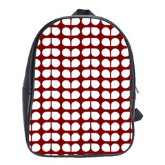 Red And White Leaf Pattern School Bag (xl)