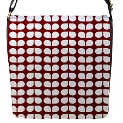 Red And White Leaf Pattern Flap Closure Messenger Bag (small)