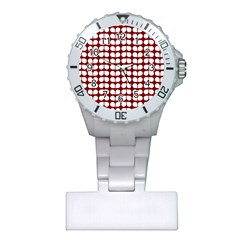 Red And White Leaf Pattern Nurses Watch