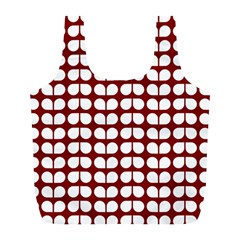 Red And White Leaf Pattern Reusable Bag (l)