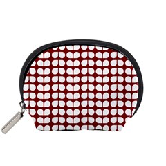 Red And White Leaf Pattern Accessory Pouch (small)