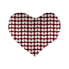 Red And White Leaf Pattern 16  Premium Flano Heart Shape Cushion  by GardenOfOphir