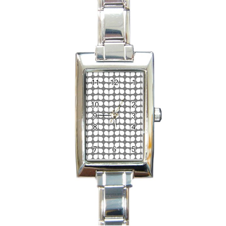 Gray And White Leaf Pattern Rectangular Italian Charm Watch