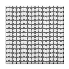 Gray And White Leaf Pattern Ceramic Tile by GardenOfOphir