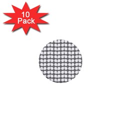 Gray And White Leaf Pattern 1  Mini Button (10 Pack)