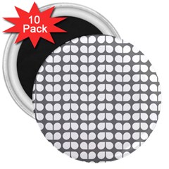 Gray And White Leaf Pattern 3  Button Magnet (10 Pack)