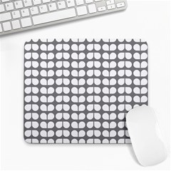 Gray And White Leaf Pattern Large Mouse Pad (rectangle)