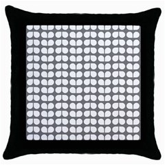 Gray And White Leaf Pattern Black Throw Pillow Case by GardenOfOphir