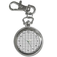 Gray And White Leaf Pattern Key Chain Watch by GardenOfOphir