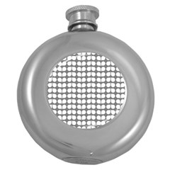 Gray And White Leaf Pattern Hip Flask (round)