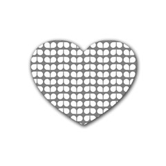 Gray And White Leaf Pattern Drink Coasters 4 Pack (heart)  by GardenOfOphir