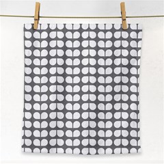 Gray And White Leaf Pattern Face Towel