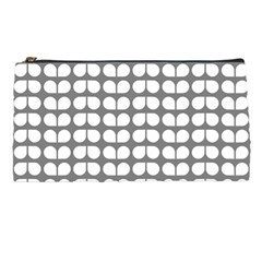 Gray And White Leaf Pattern Pencil Case by GardenOfOphir