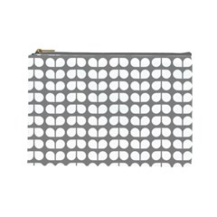 Gray And White Leaf Pattern Cosmetic Bag (large) by GardenOfOphir