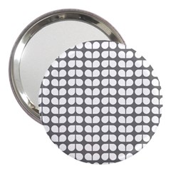 Gray And White Leaf Pattern 3  Handbag Mirror by GardenOfOphir