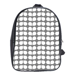 Gray And White Leaf Pattern School Bag (xl) by GardenOfOphir