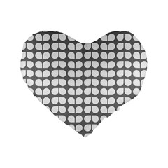 Gray And White Leaf Pattern 16  Premium Heart Shape Cushion  by GardenOfOphir