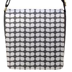 Gray And White Leaf Pattern Flap Closure Messenger Bag (small)